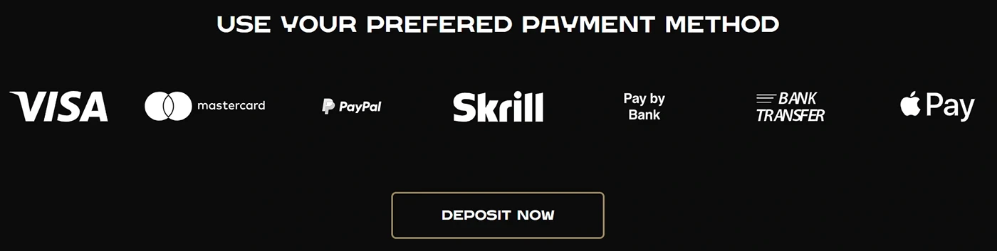 Cashier interface displaying available deposit and withdrawal options including PayPal, Visa and Trustly