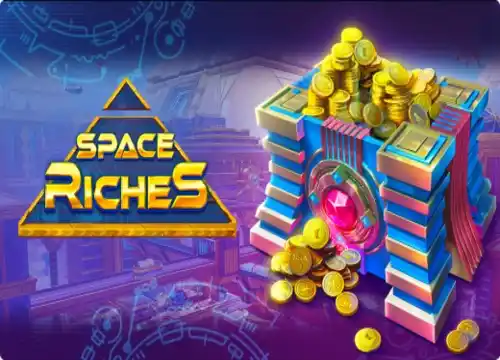 Space Riches slot game with cosmic gem symbols on a 5-reel grid
