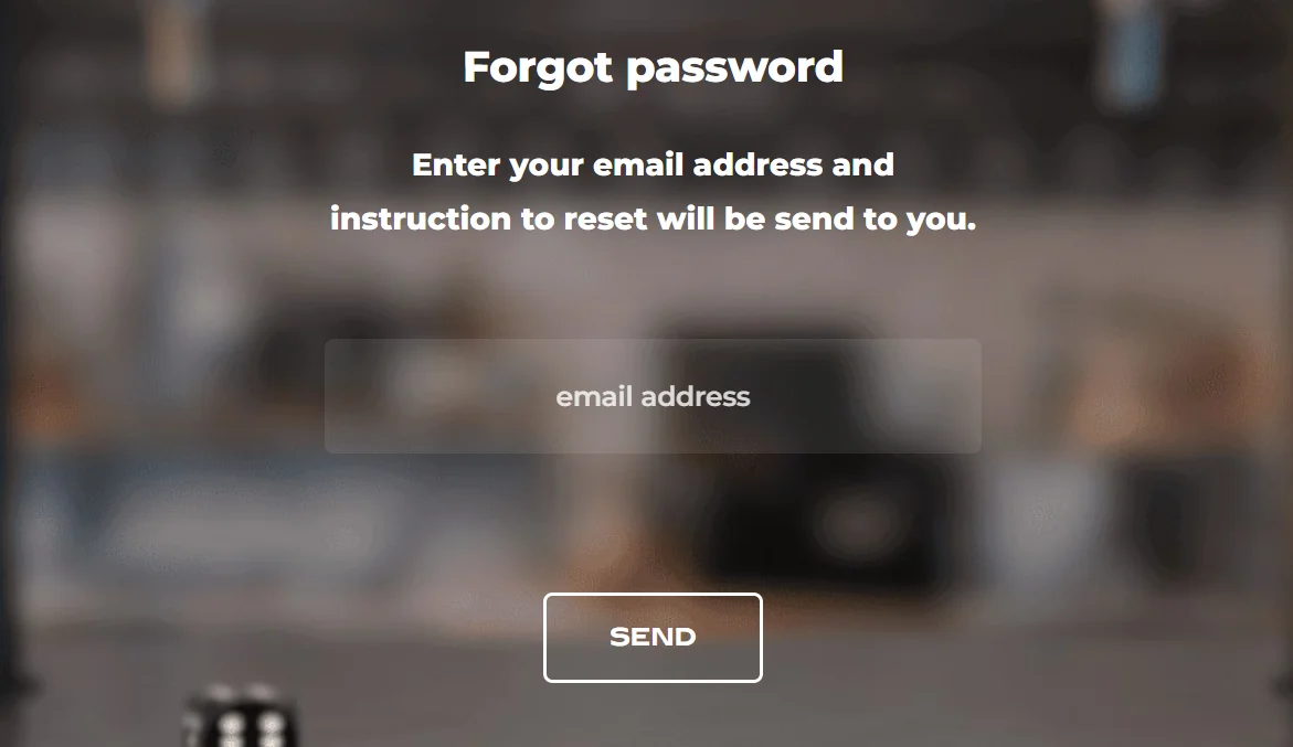 Pub Casino forgot password screen