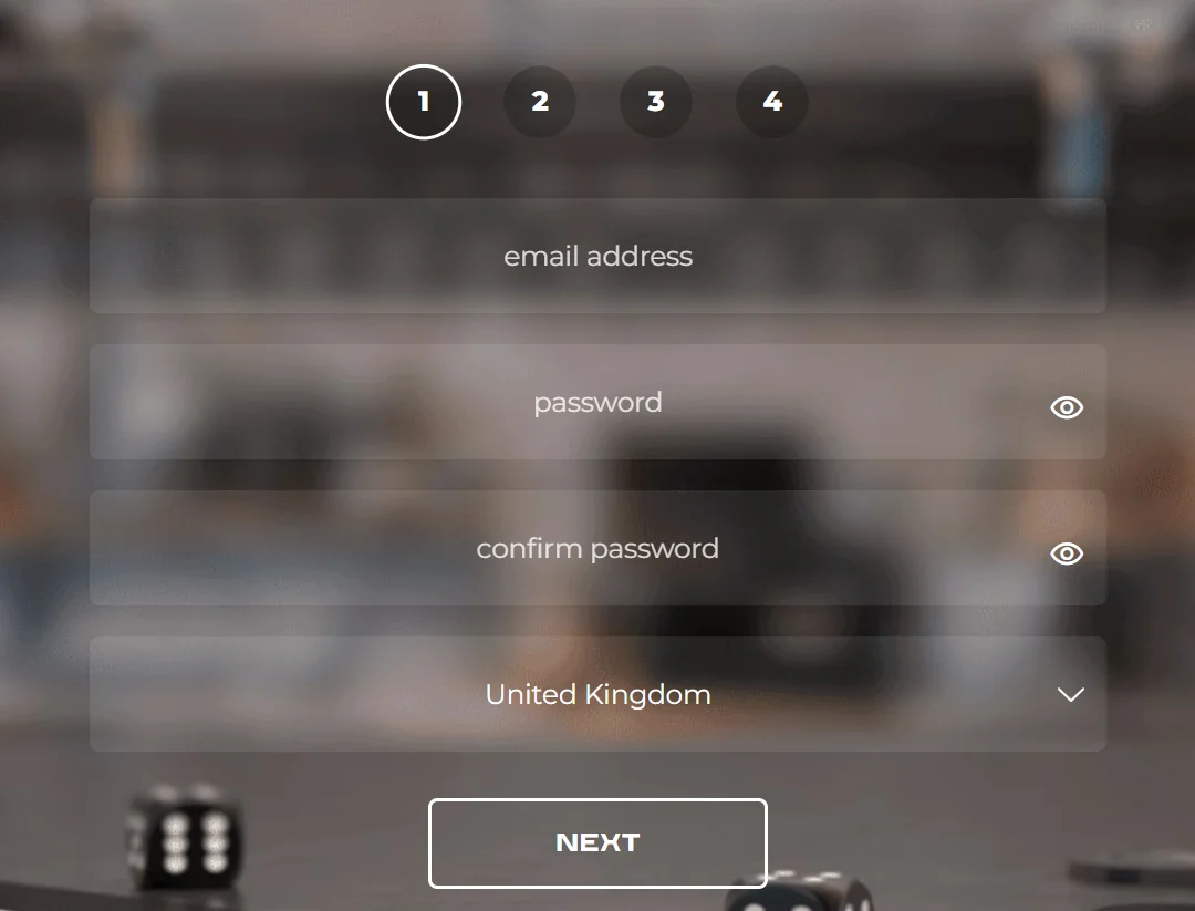 Pub Casino registration form